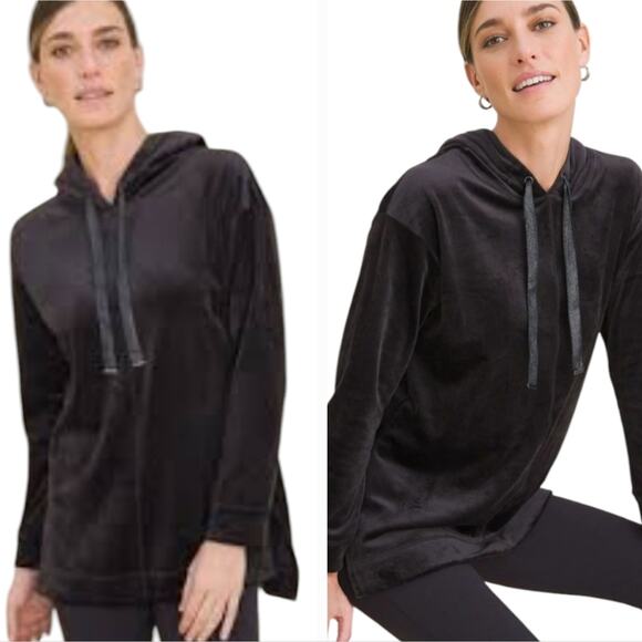 Chico's Zenergy Super Soft Black Velvet Hoodie Size 3 XL - Picture 6 of 9